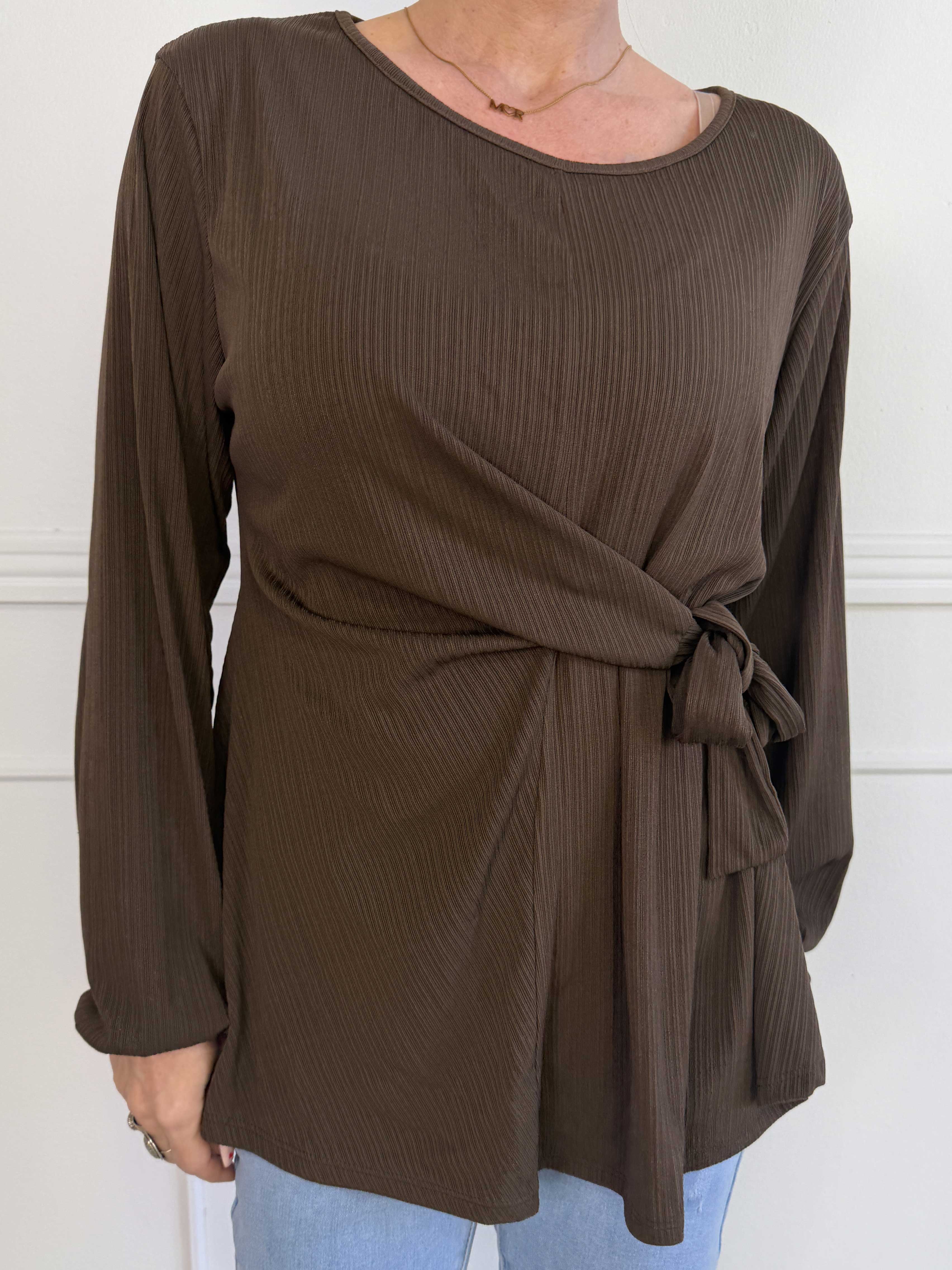 Katie - Sød langærmet tunika med fin sløjfedetalje foran